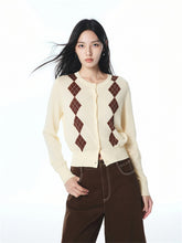 Women's Cable Knit Argyle Cardigan